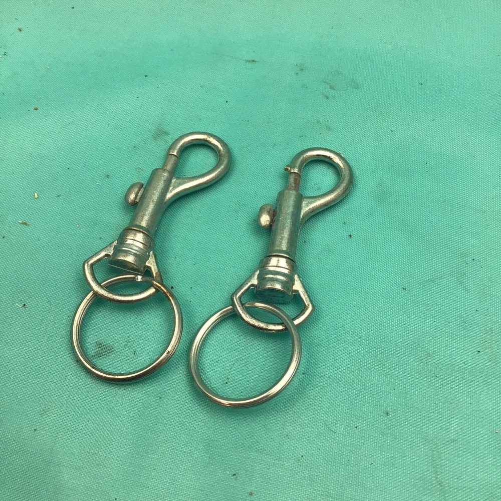 Hillman Clip/Snap Hook KEY CHAIN 2pk Split Ring Swivel Silver Metal New